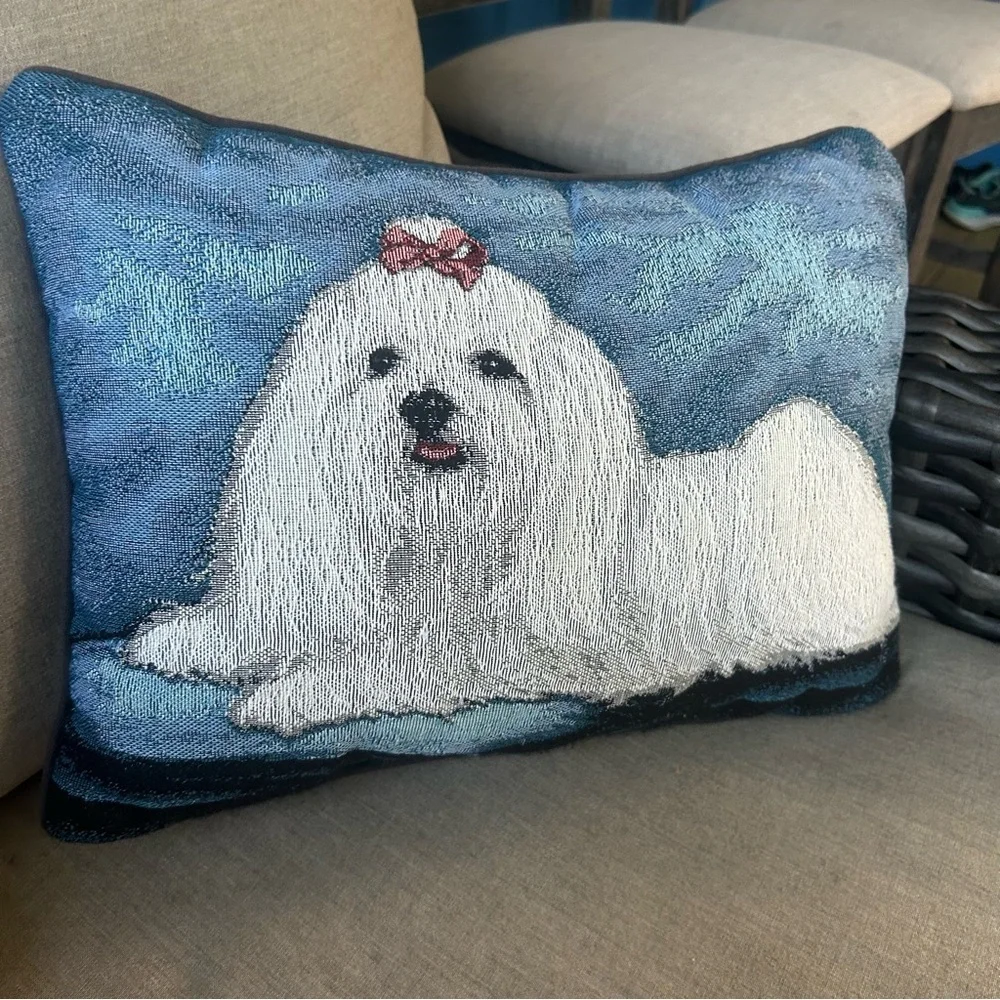 Tapestry Dog artwork rectangular pillow 16 x 11 dog show lhasa aspso print retro
